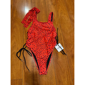 Women's SHAKARA BY OFUURE XL Red Black Patterned One Piece Swimsuit